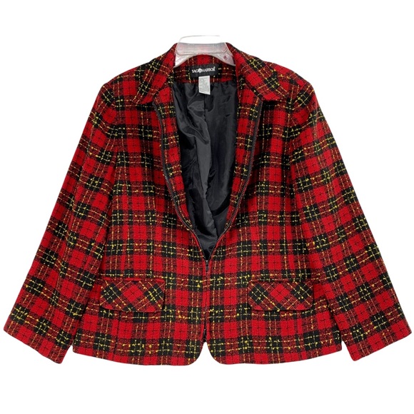 Zipper Front Plaid Tweed Blazer by Sag Harbor - Picture 5 of 15